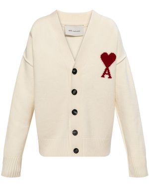 Ami Paris Wool Cardigan - White