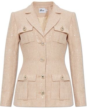 Self-Portrait Sequin Blazer - Natural