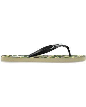 A Bathing Ape Camo Motif Slides - Green