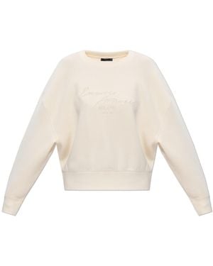 Emporio Armani Sweatshirt With Embroidered Logo - Natural