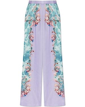 Versace Jeans Couture Loose-Fit Satin Trousers - White