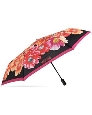 Moschino Folding Umbrella With Floral Motif - Red