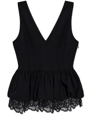 ROTATE BIRGER CHRISTENSEN Top With A Lace Hem - Black