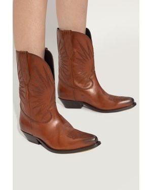 Golden Goose Heeled Ankle Boots 'Wish Star Low With Embroideries' - Brown