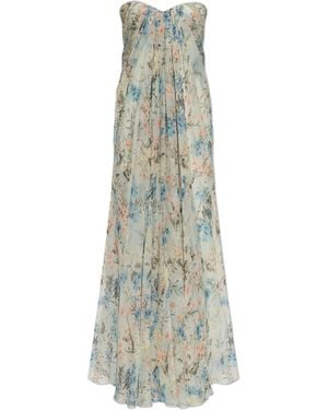 McQueen Silk Dress With Floral Motif - White