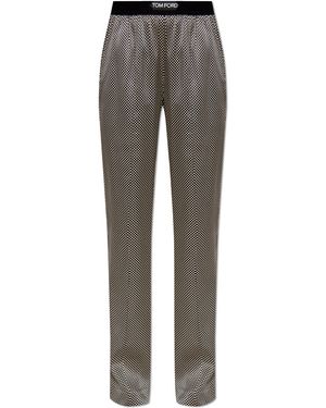 Tom Ford Silk Trousers With Polka Dot Pattern - Grey