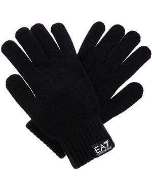 EA7 Gloves With Logo Patch - Black