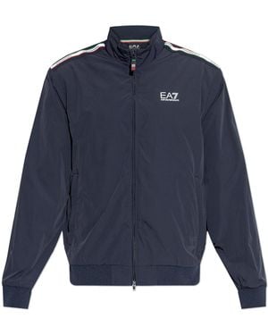 EA7 Jacket With A Stand-Up Collar - Blue