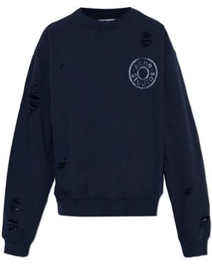 Acne Studios Sweatshirt With A Vintage Effect - Blue
