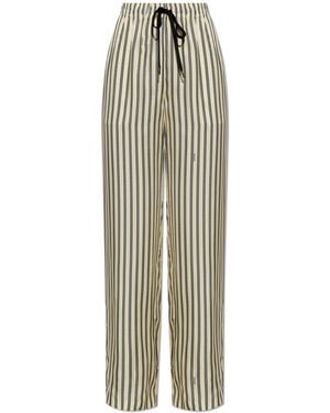 Versace Silk Trousers With "The Meandros" Print - White