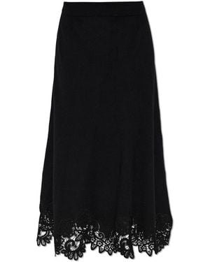 Zimmermann Wool Skirt With Crochet Trim - Black