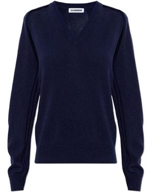 Jil Sander Cashmere Jumper With Slits - Blue