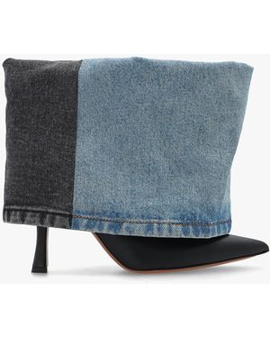 Loewe 'denim Folded' Heeled Ankle Boots - Blue