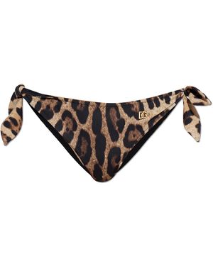 Dolce & Gabbana Animal Print Bikini Bottoms - Brown