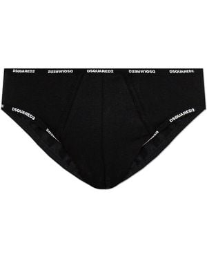 DSquared² Cotton Briefs With Logo - Black