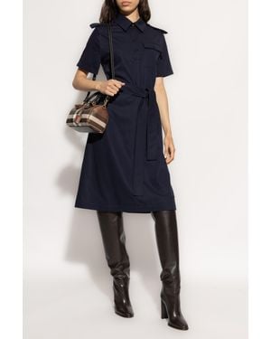 Burberry Wool Dress With Epaulets - Blue