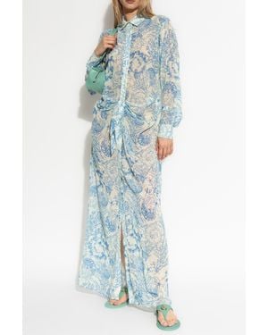 Versace Dress With Waist Draping - Blue