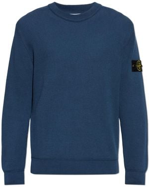 Stone Island Jumper With Logo Patch - Blue