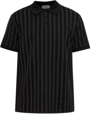 Versace Cotton Polo Shirt With Monogram - Black