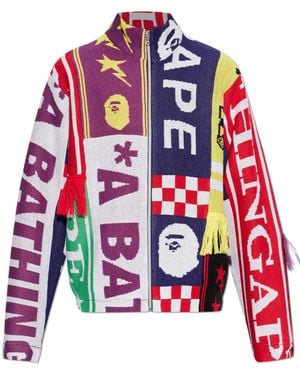 A Bathing Ape Patterned Cardigan - Red