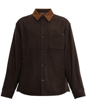 Valentino Garavani Wool Jacket With Suede Collar - Black