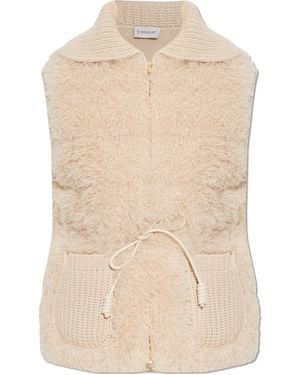 Moncler Wool Vest With Hood - Natural