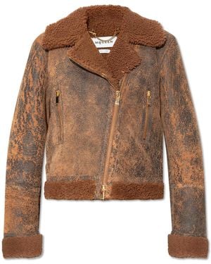 McQueen Jacket With Fur Trim - Brown
