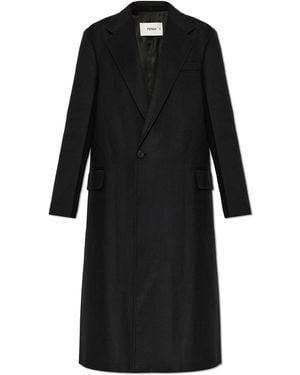 Fendi Cashmere Coat With Double Vent - Black