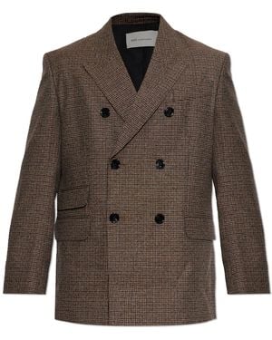 Ami Paris Wool Blazer With Double Vent - Brown