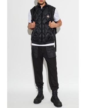 Moncler Quilted Vest With Logo Patch - Black