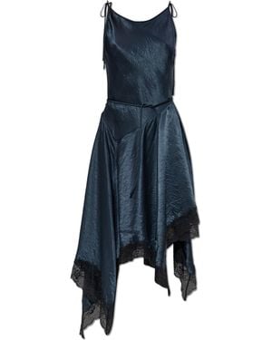 Acne Studios Satin Dress With Lace - Blue