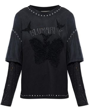 Blumarine Top With Applications - Blue