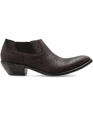 Versace Leather Heeled Ankle Boots - Black