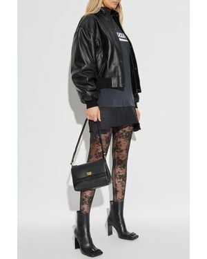 Balenciaga Leather Bomber Jacket - Black