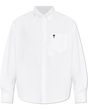 Ami Paris Shirt With Embroidered Logo - White