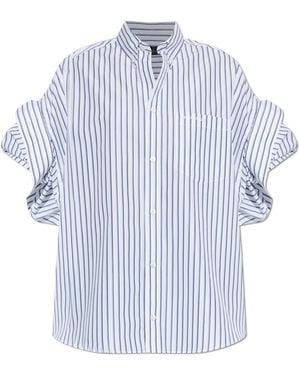 Balenciaga Oversize Shirt With Striped Pattern - Blue