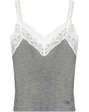 Vetements Top With Lace - Grey