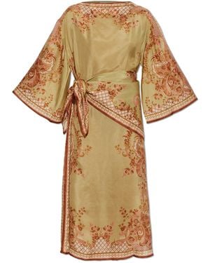 Zimmermann Silk Dress With Decorative Waist Tie - Green