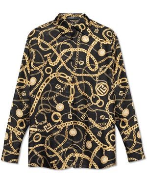 Balmain Silk Shirt With Print - Black