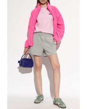 American Vintage Fleece Jacket With Stand-Up Collar - Pink