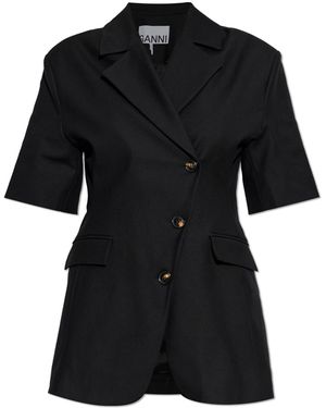 Ganni Blazer With Short Sleeves - Black