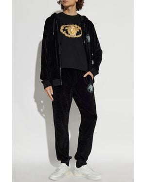 Versace Velvet Pants With A Shimmering Appliqué - Black