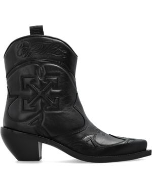 Off-White c/o Virgil Abloh Heeled Ankle Boots 'Santiag' - Black