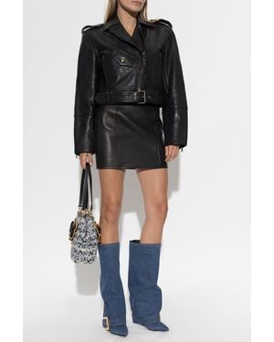 Balmain Leather Jacket With Belt - Black