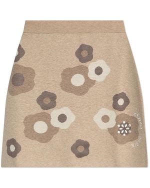 KENZO Floral Motif Skirt - Natural
