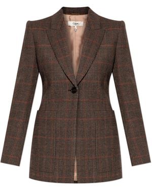 Chloé Plaid Patterned Blazer - Brown