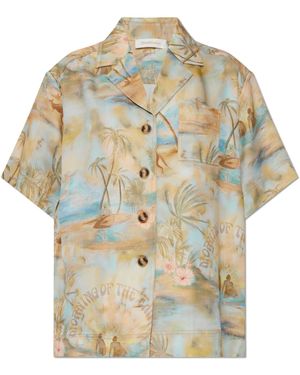 Zimmermann Oversize Shirt With Print - Blue