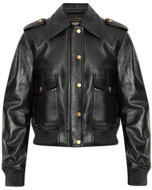 Michael Kors Leather Jacket With Epaulettes - Black