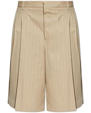 Ami Paris Wool Pinstripe Shorts - Natural