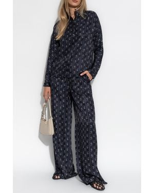 Tory Burch Patterned Wide-Leg Pants - Blue
